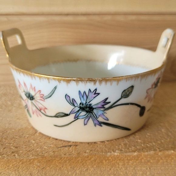 Antique Tressemann Vogt Handpainted gold and flowery bowl 5 inches incredible! - Picture 10 of 12